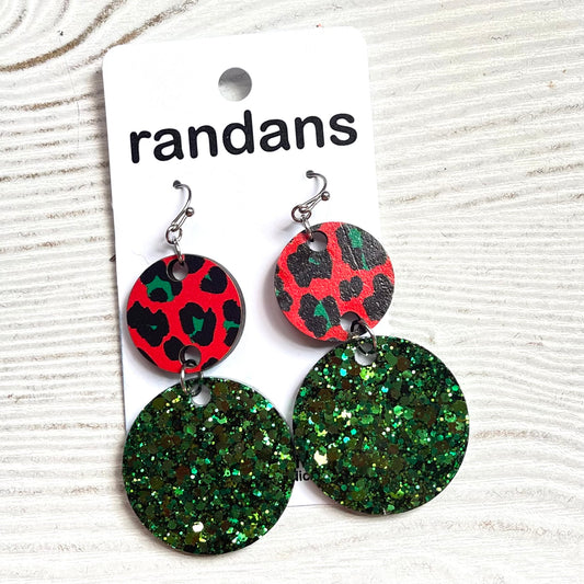 Christmas shapes- tiered circles- Frameless Dangles - 3 Pair