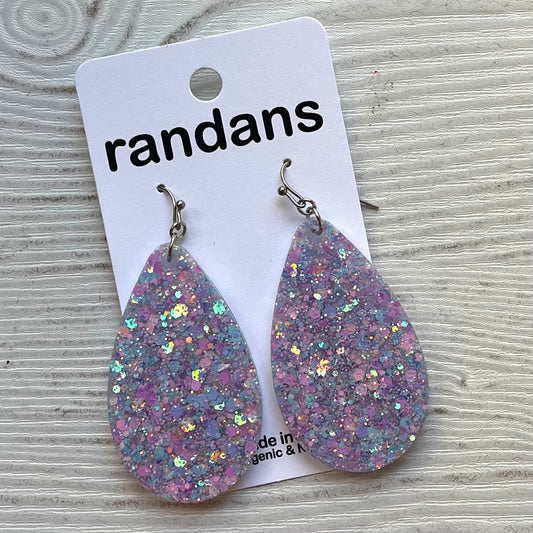 Purple 2 glitter dangle earrings