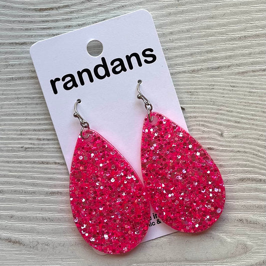 Pink 4 glitter dangle earrings