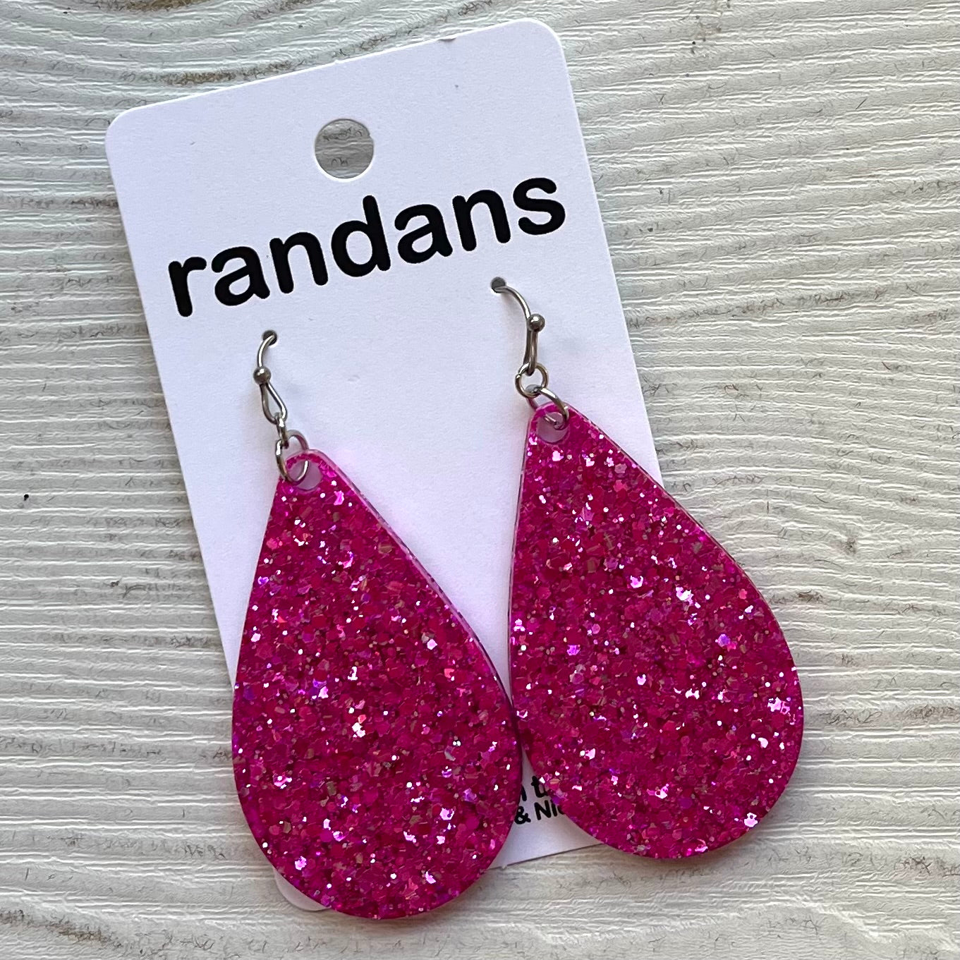 Pink 5 glitter dangle earrings
