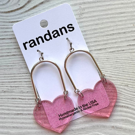 Jelly heart arch dangles- pink
