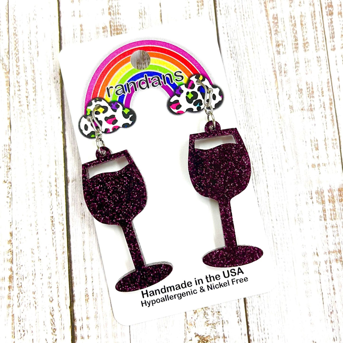 Wine Glass Splash Frameless Dangles - 3 Pair - Pick Your Color