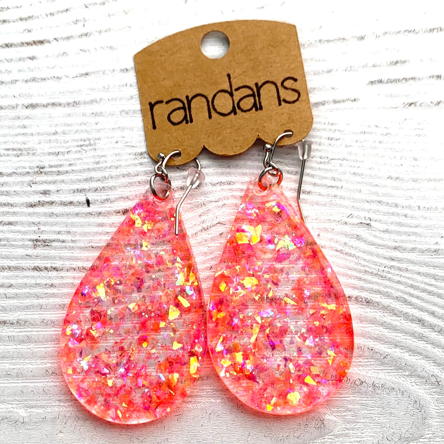 Large frameless dangle - 3 pair - seaglass 9 coral