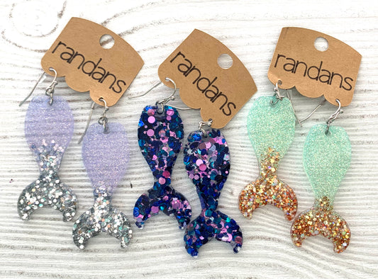 Mermaid Frameless Dangles - 3 pair, pick your color made to order