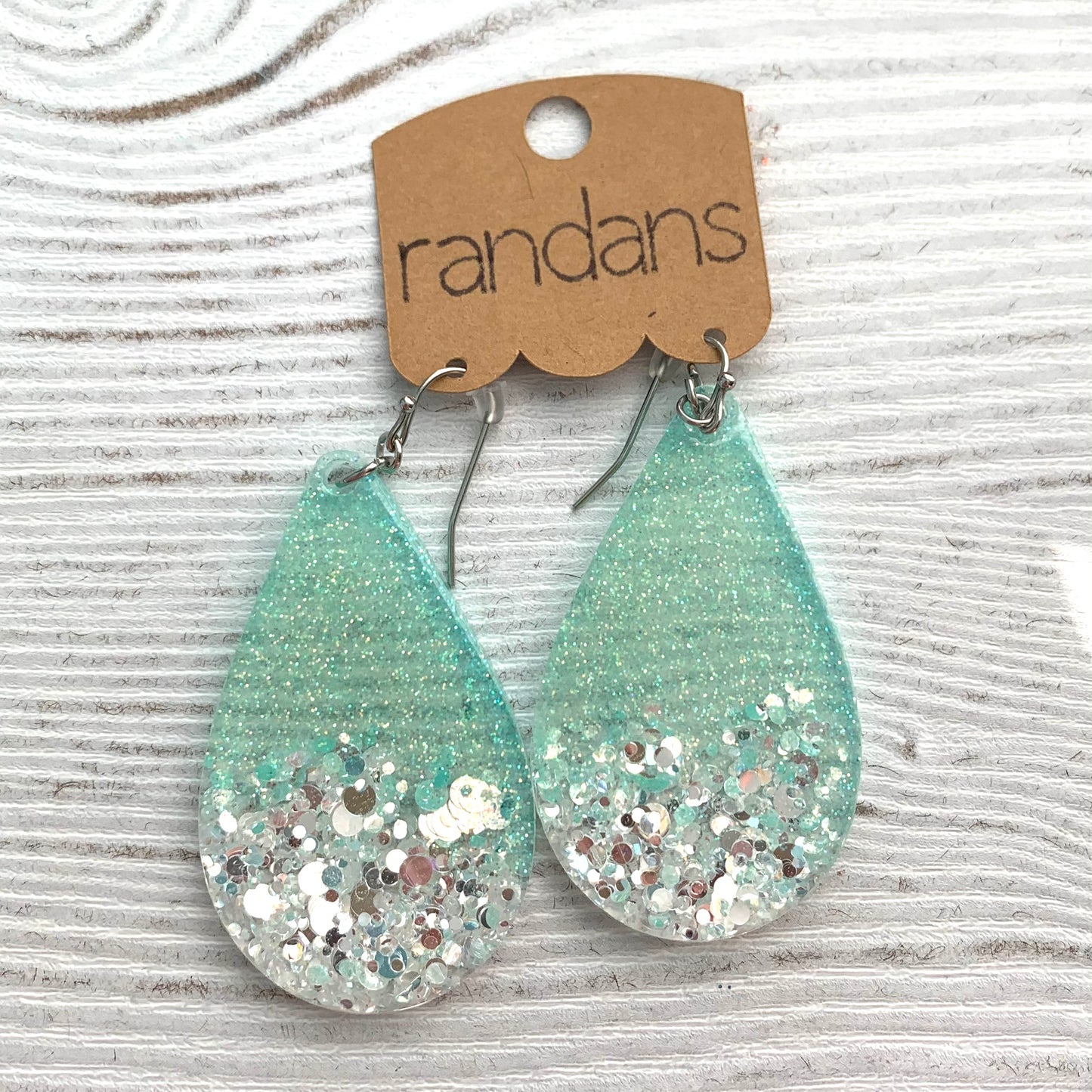 Large frameless dangle - 3 pair - dipped mint silver