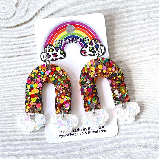 Tiered Rainbow Frameless Dangle Earrings - 3 Pair