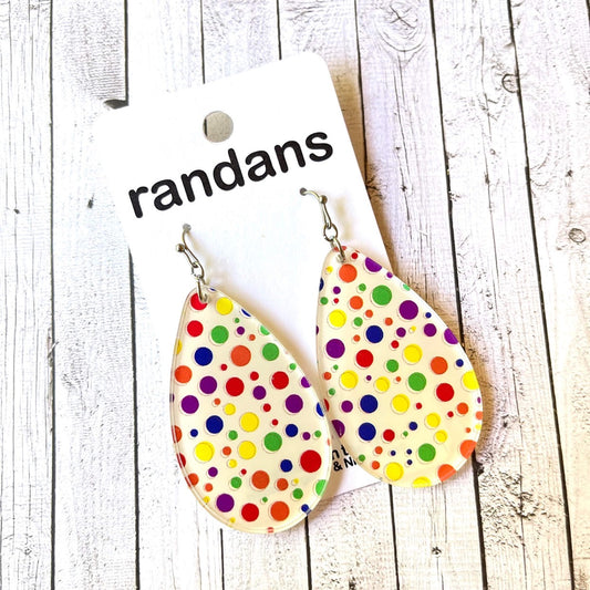Rainbow Spots Large Frameless Dangle Earrings - 3 Pair